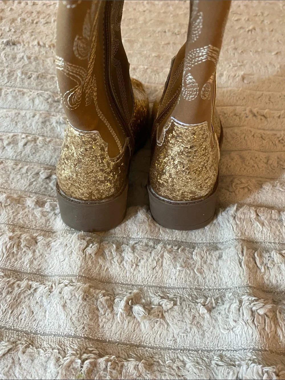 NWOT, Kids Glitter Cowboy Boots - Gold